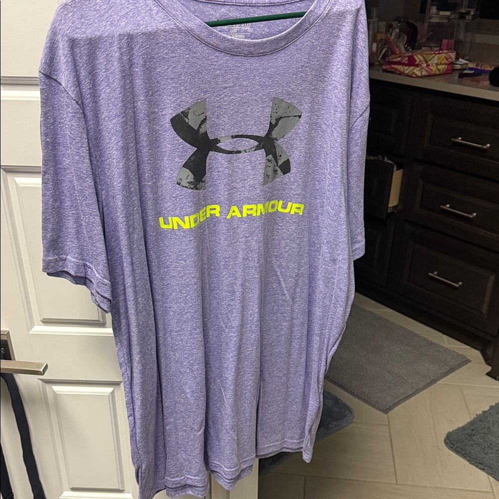Under Armour Gray Tee with Neon Logo